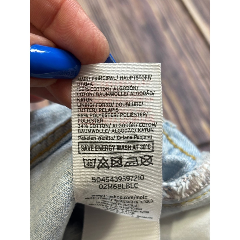 Topshop Moto Mom Jeans Womens W28 L32 Light Wash Floral Embroidered Distressed - Picture 14 of 15